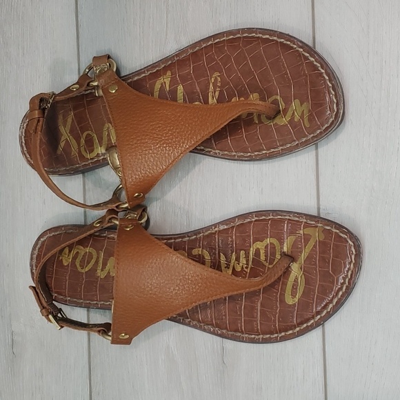 Sam Edelman Womens Greta Hoddle T strap Leather Flats Sandals shoes sz 7M - Picture 4 of 10